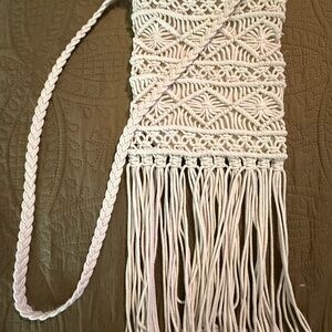 Boho Macrame Fringe Crossbody Bag